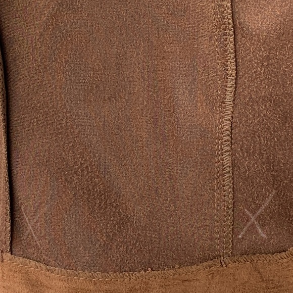 Extenzo Paris NWOT Vegan Faux Brown Suede Exotic Leather Jacket French Fashion - Picture 12 of 12